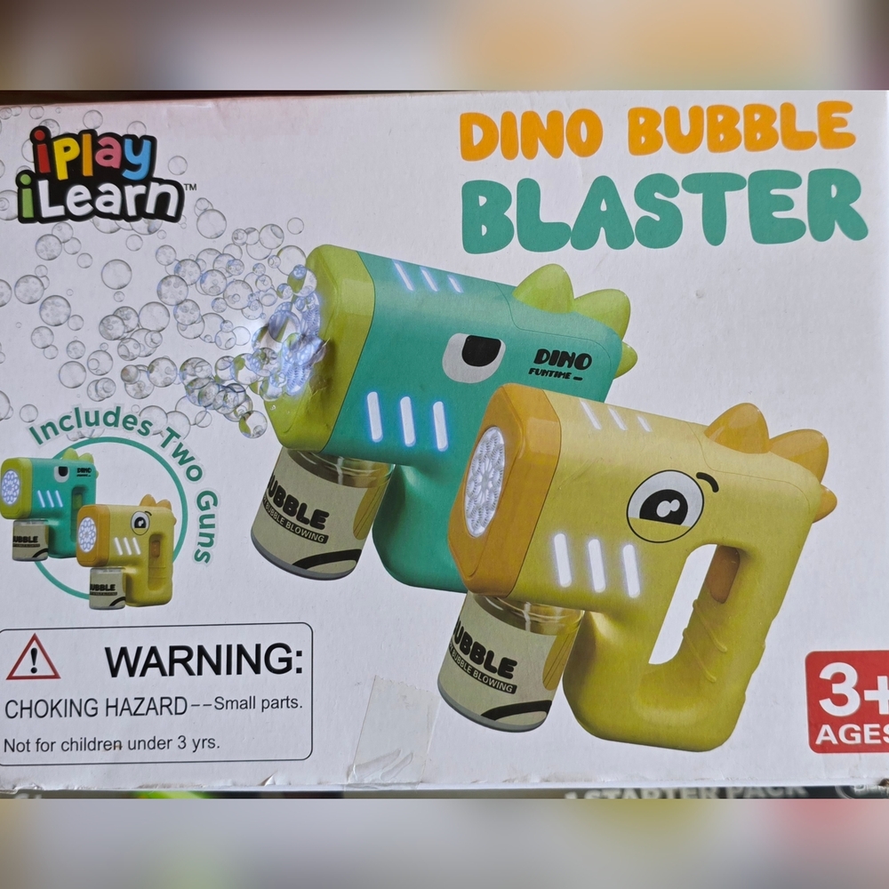 Dino Bubble Blaster Kids Toy - Yellow & Green